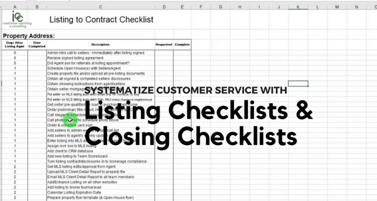 Real Estate Training Materials For Agents By Brian Icenhower Transaction Coordinator Checklist Template