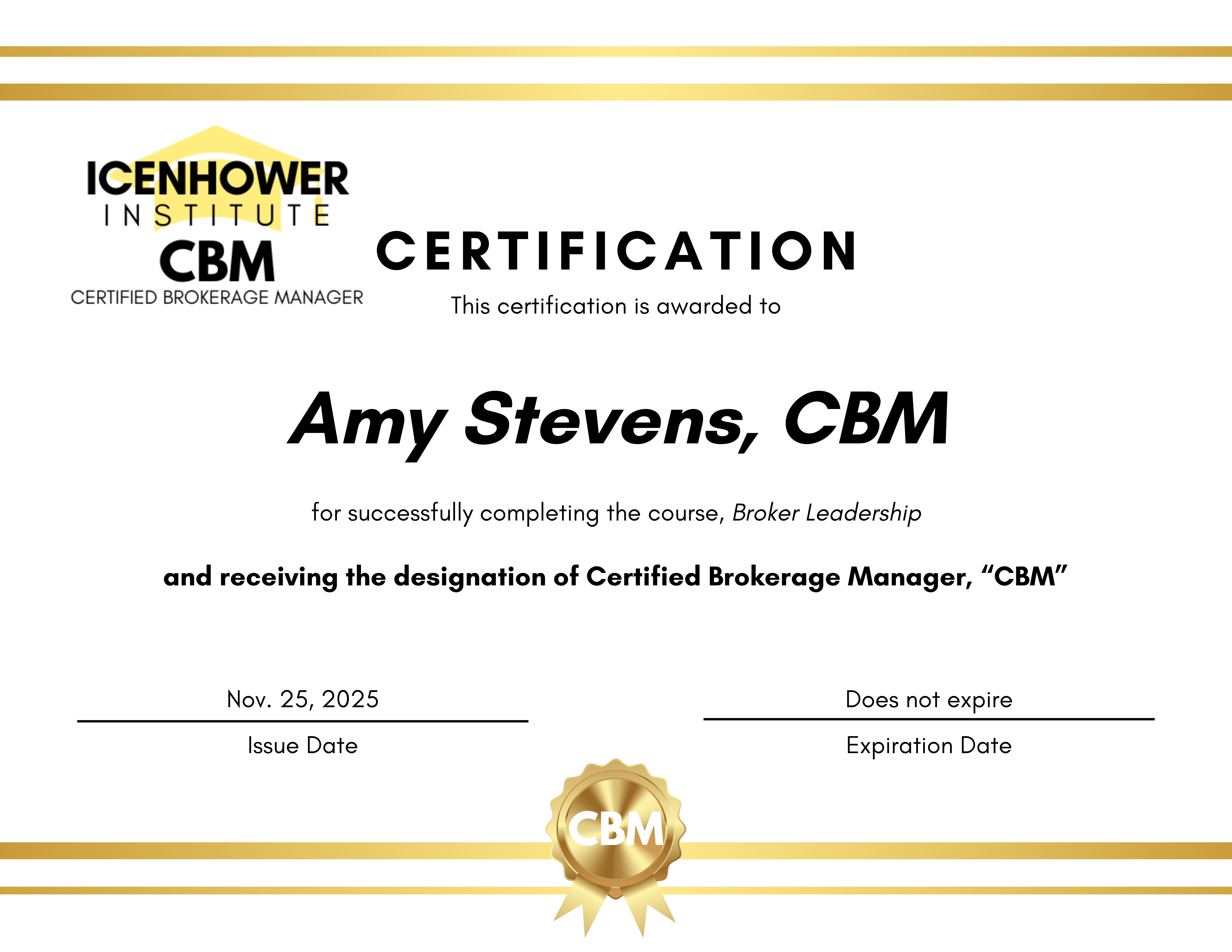 SAMPLE - Certified Brokerage Manager _CBM